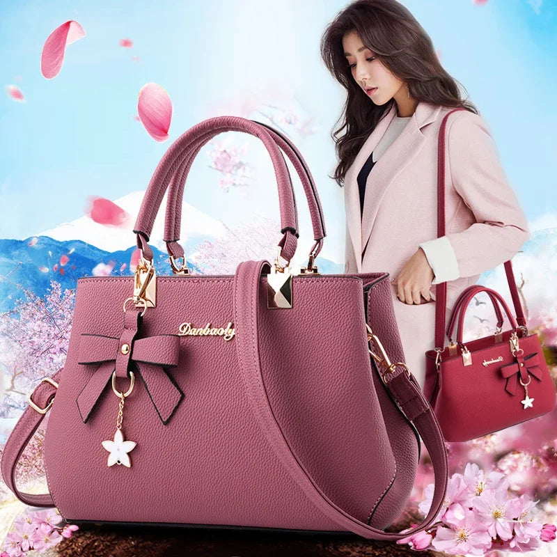 New Elegant Shoulder Bag Fashion Flowers Hand Bags for Women Luxury Designer Female Bags Plum Bowknot Sweet Crossbody Bag