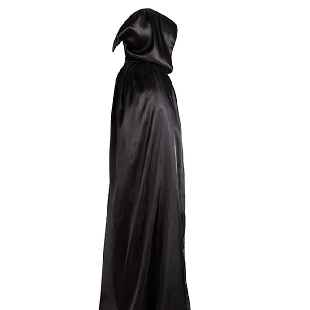 1 Piece of Halloween Cape With 3 Sizes Available It is a Black Grim Reaper Cloak Made of Party Satin Featuring a Stand-up Collar