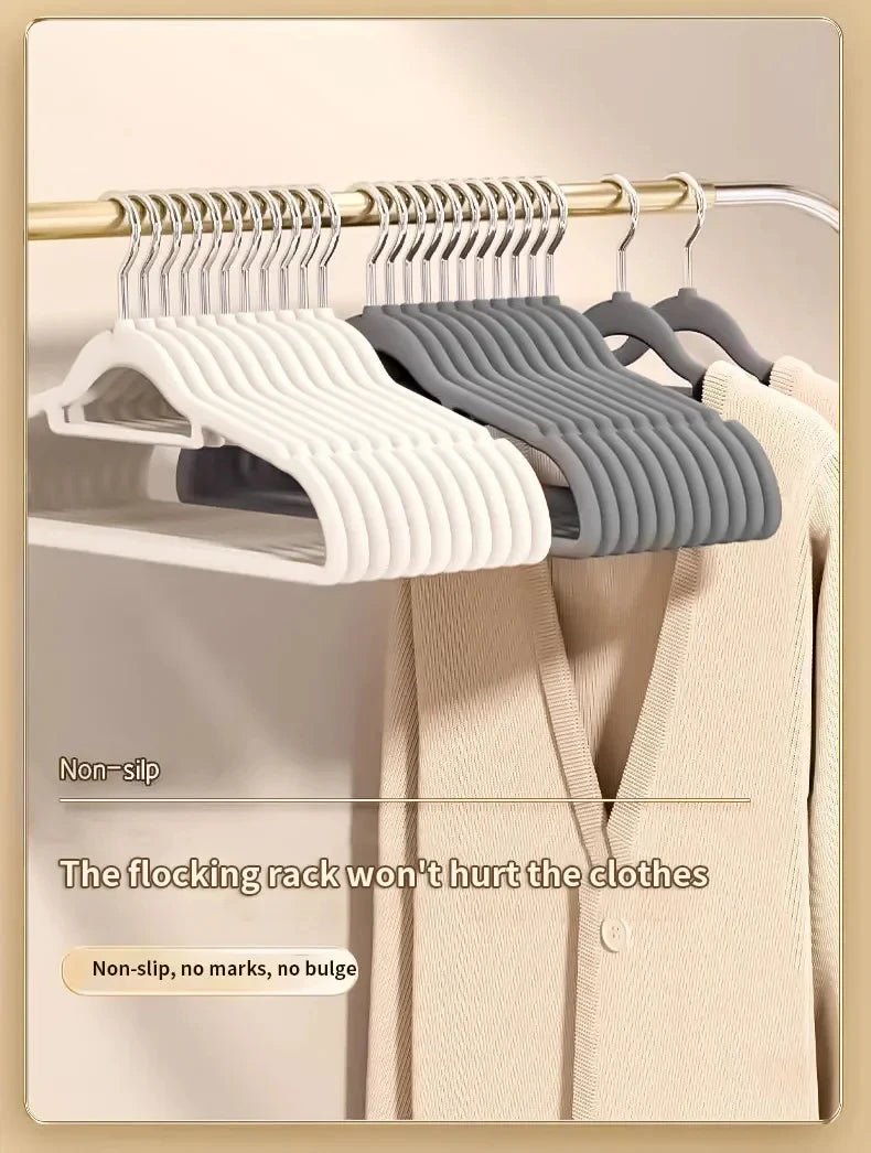 10Pcs Flocked Hanger Home Non-slip Velvet Hangers Elegant Coat Clothes Hanger Strong Durable Racks Hanger
