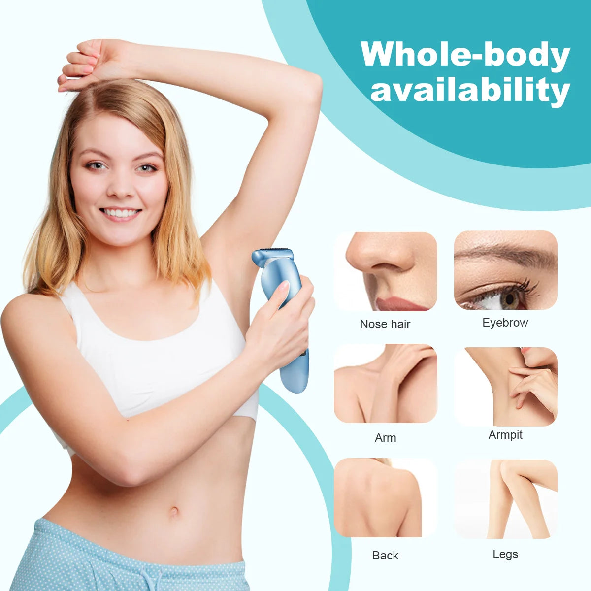 5-in-1 Women's Electric Shaver - Wet and Dry Removal of Face, Eyebrows, Legs and Armpits - Portable Bikini Trimmer, Rechargeable USB Charging, Stainless Steel Blade, Gentle and Effective Shaving, Pink Gift Box Includes, Bikin