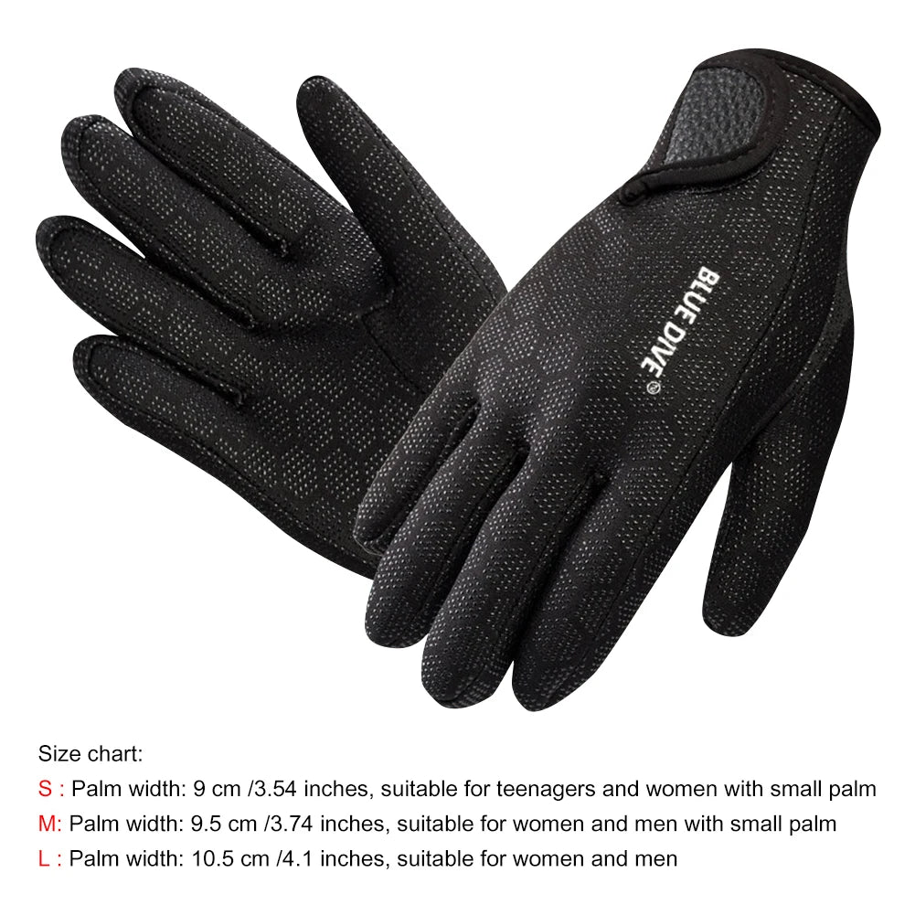 1.5mm Neoprene Gloves Adults Women Men Five Finger Warm Wetsuit Winter Gloves Anti Slip for Scuba Diving Snorkeling Surfing