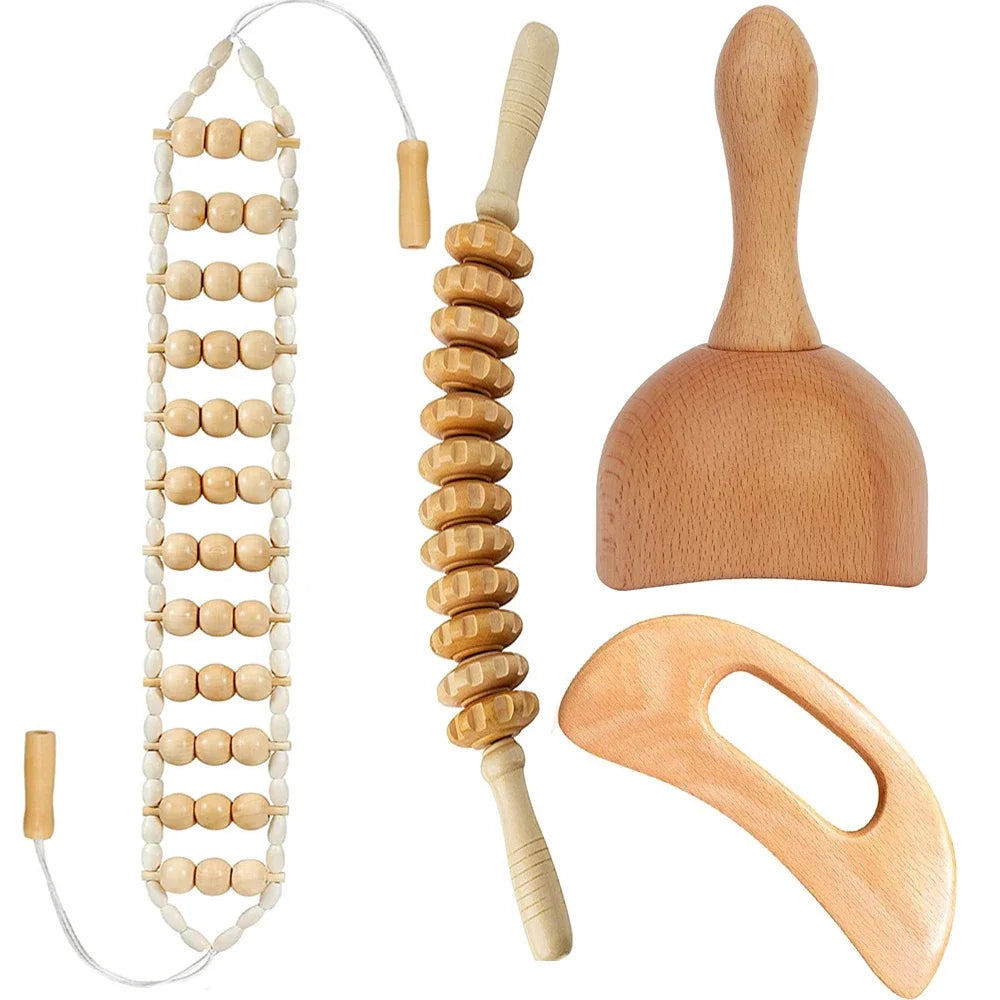 Jecaliz Wooden Therapy Massager for Lymphatic Drainage Anti Cellulite Maderoterapia Body Sculpturing Massage Roller Guasha Sets
