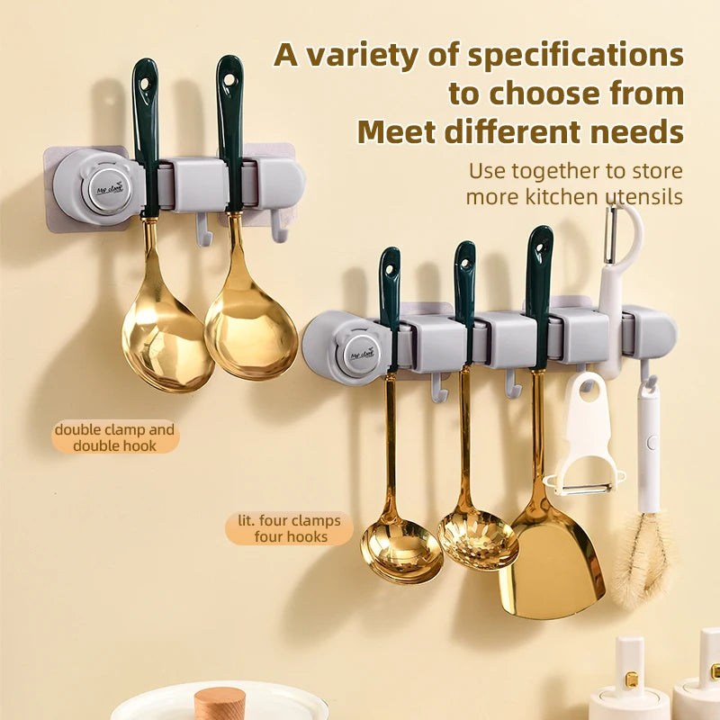 Wall Mounted Mop Organizer Broom Holder Mop Clip Stand Brush Rack Hanging Pipe Hook Kitchen Storage Bathroom Accessories Tools