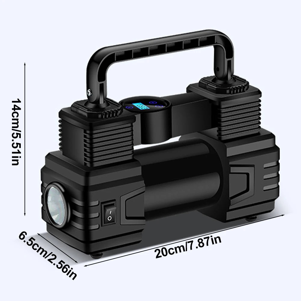 12V 150PSI Mini Air Compressor Dual Cylinder with LED Light Heavy Duty Tire Inflator Car Electric Air Pump Auto Inflatable Pump