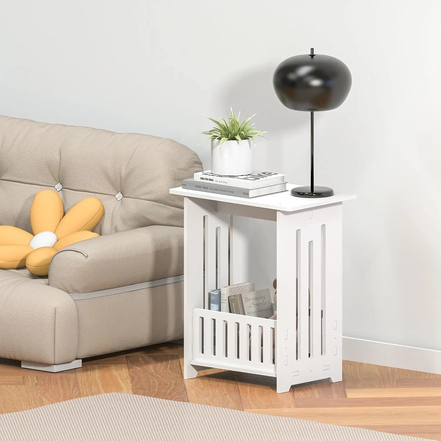 Bedside Tables white Nightstand Storage Display Unit Side Table End Table for Home 22*34*40cm