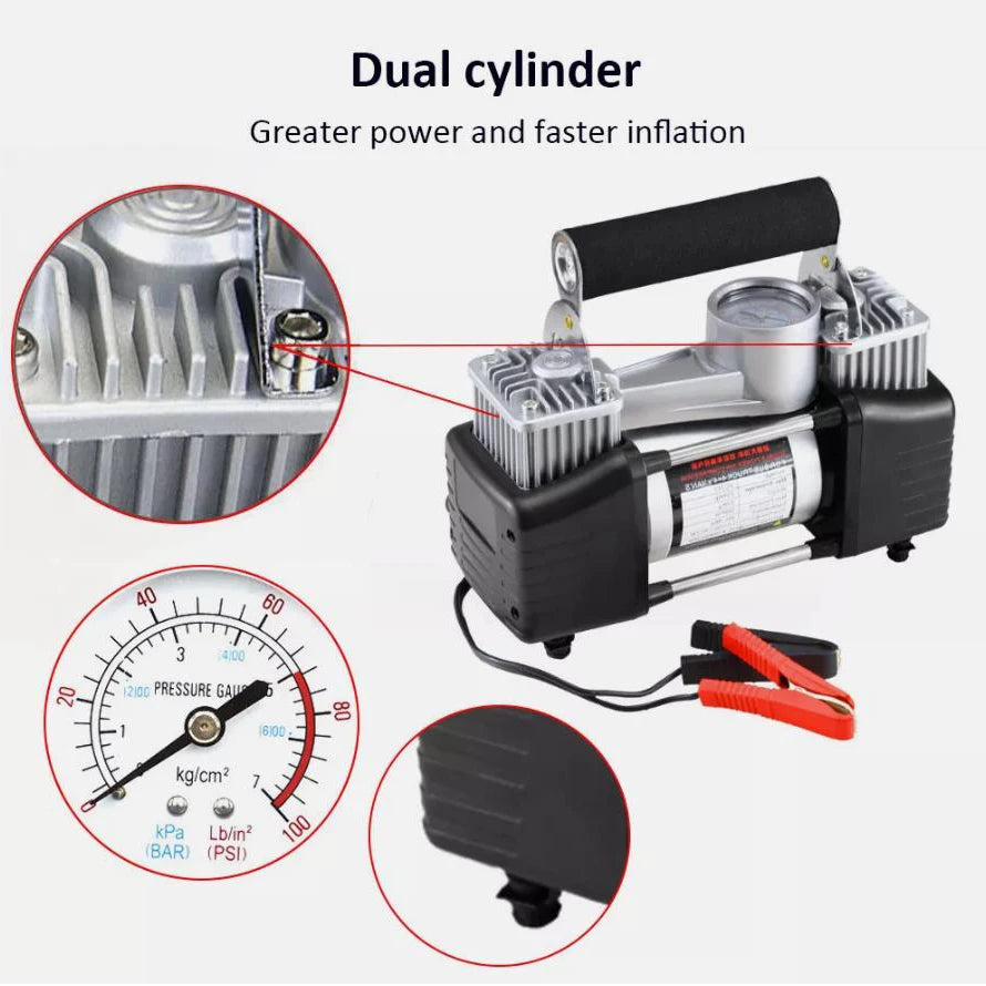 Heavy Duty 12V Electric Car Tyre Inflator 150PSI Portable Air Compressor Pump Vehicle Inflatable Pump Tools with Pressure Gauge