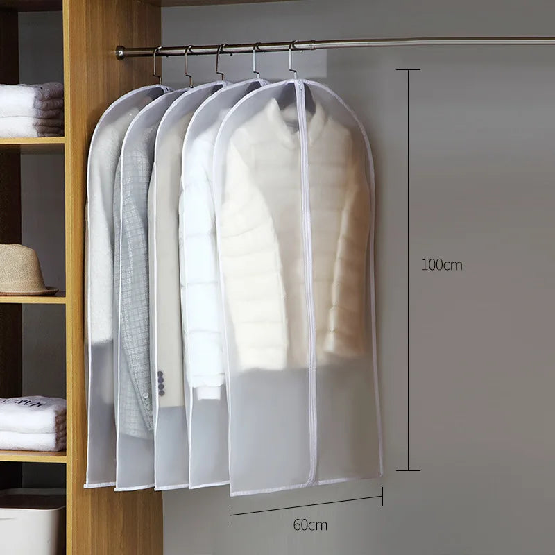 Clothes Hanging Transparent Dust Proof Cover Waterproof Hang Dust Cover with Zipper Clothes Storage Bag Clothes Organizers