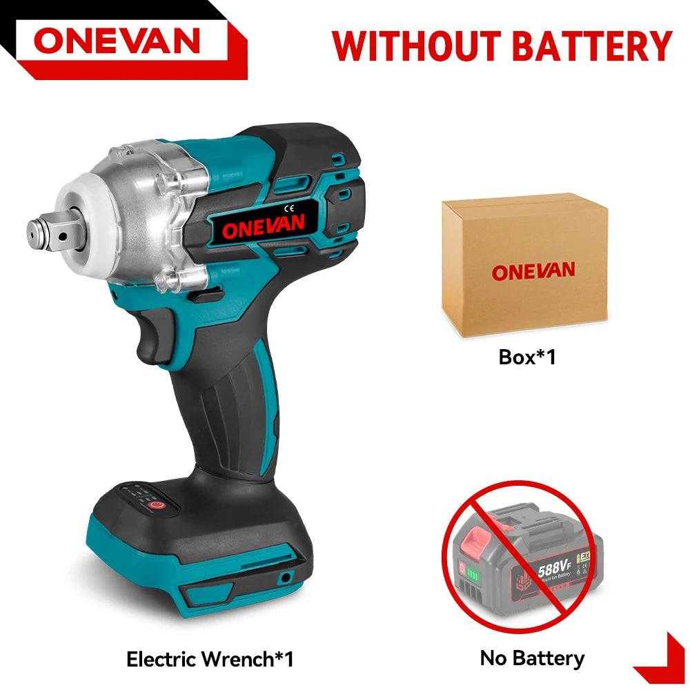 ONEVAN Brushless Electric Impact Wrench 520 N.M 1/2" Cordless Screwdriver Drilling Power Wrench Tool For Makita 18V Battery Pin