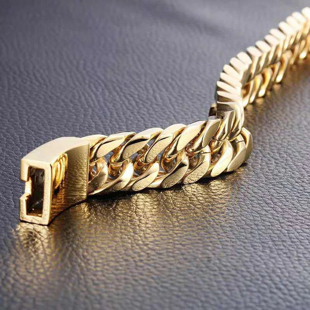 Alloy Chain Bracelet Streetwear Jewelry Fashion Men Bikers Bracelet with Buckle Solid Color for Gift for Party Wedding Travel