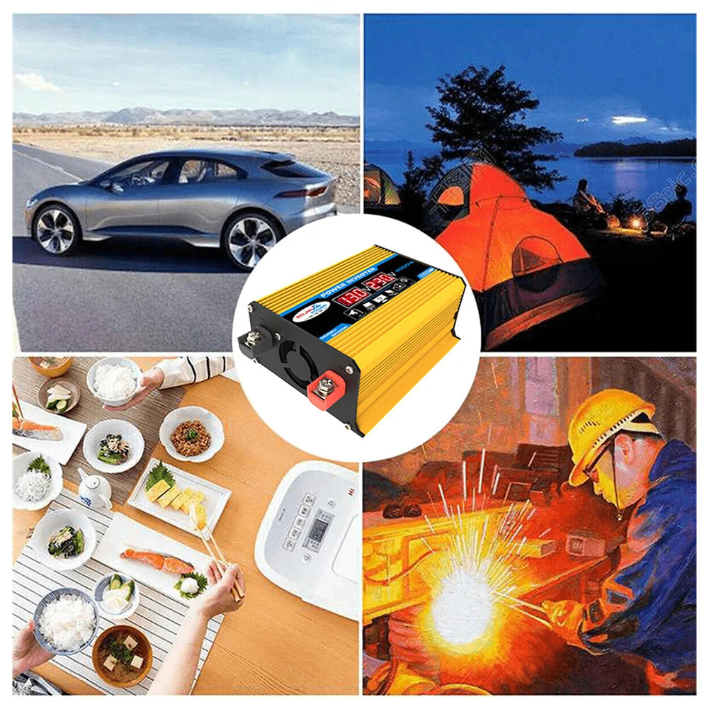4000W Car Power Inverter DC 12V to AC 220V/110V Dual LCD Digital Display Voltage Transformer Car Charger Converter Adapter
