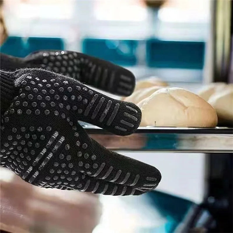 One Piece BBQ Gloves High Temperature Resistance Oven Mitts 500 800 Degrees Fireproof Barbecue Heat Insulation Microwave Gloves