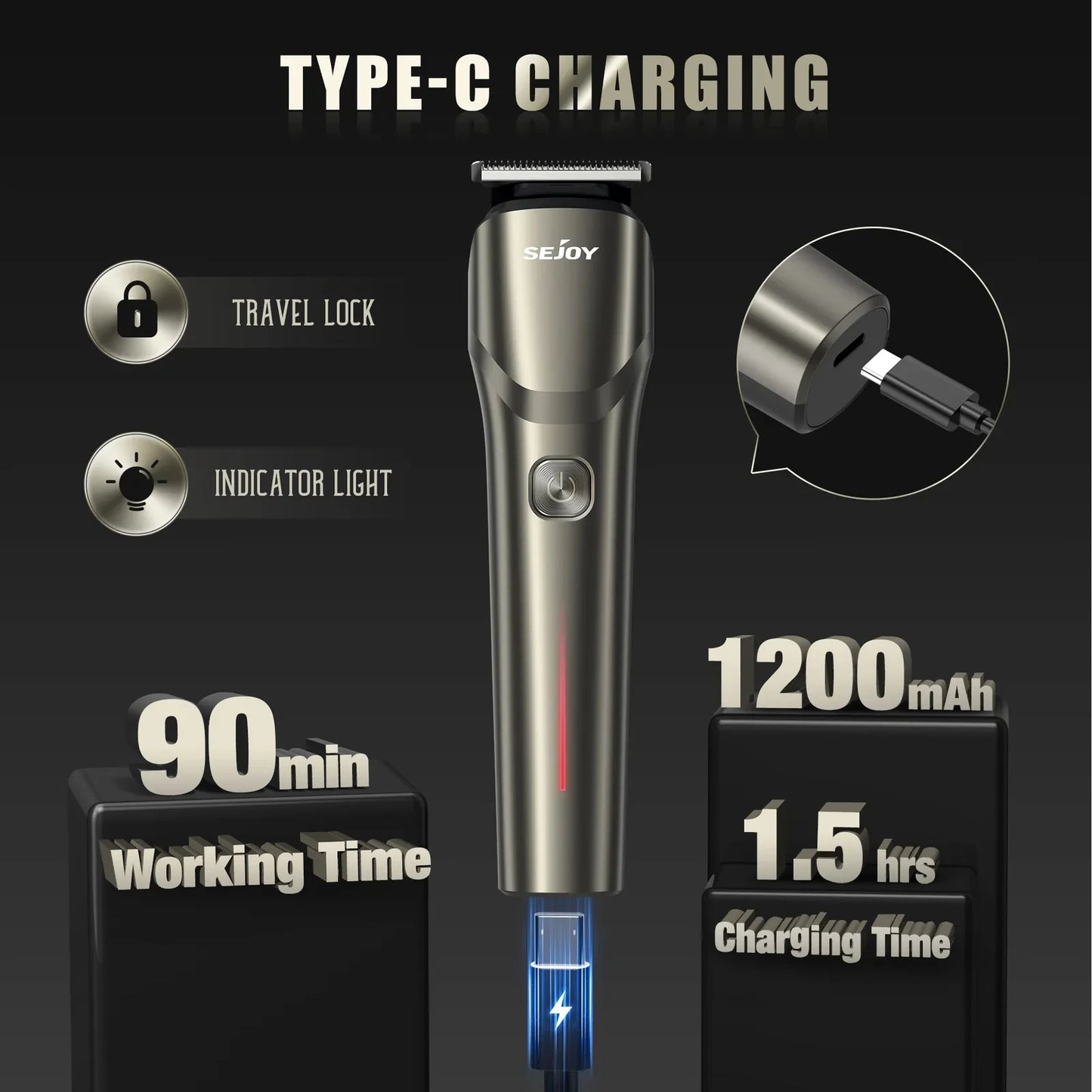 Sejoy Hair Cut Machine For Men Professional Hair Clippers Electric Shaver Beard Trimmers Machine Cordless