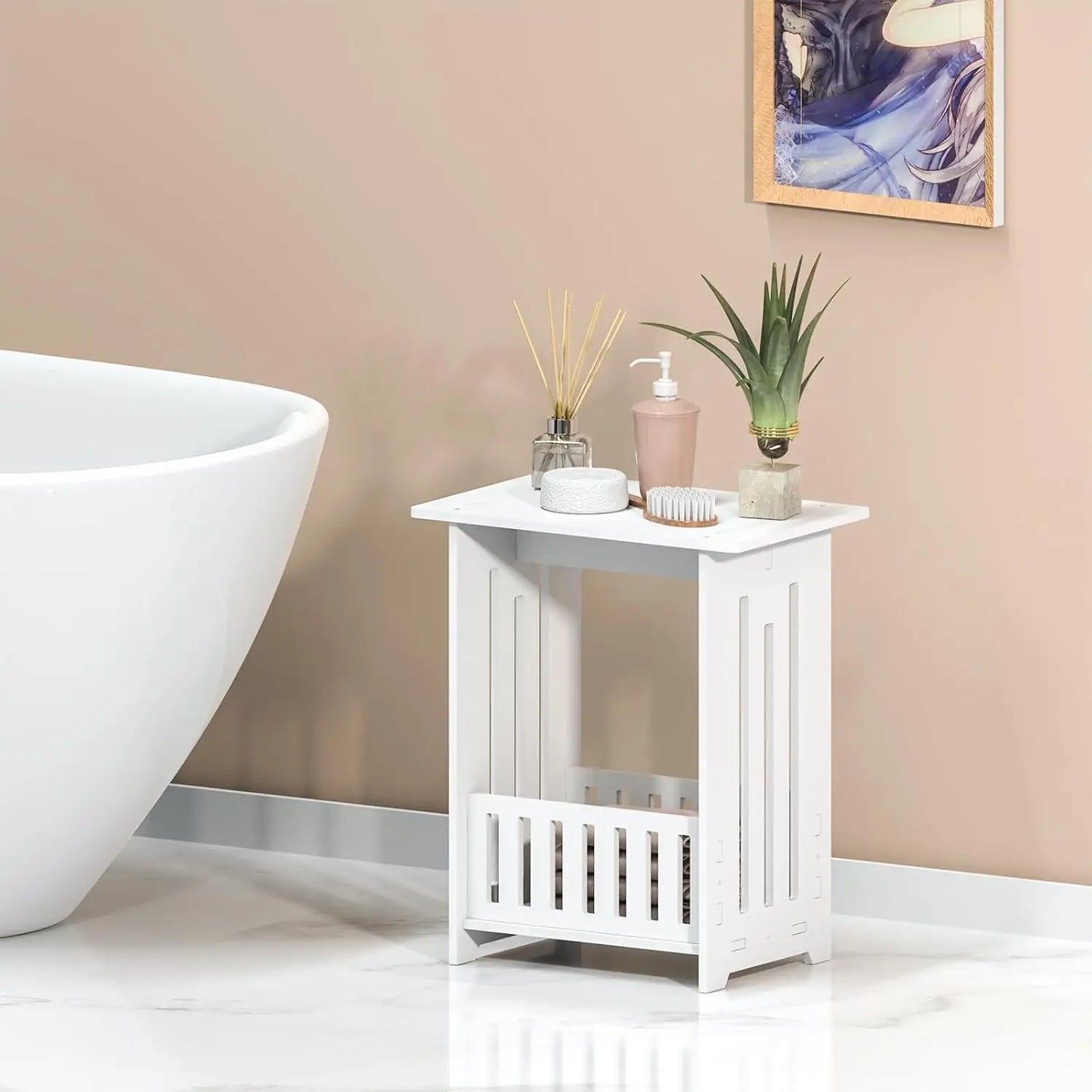 Bedside Tables white Nightstand Storage Display Unit Side Table End Table for Home 22*34*40cm