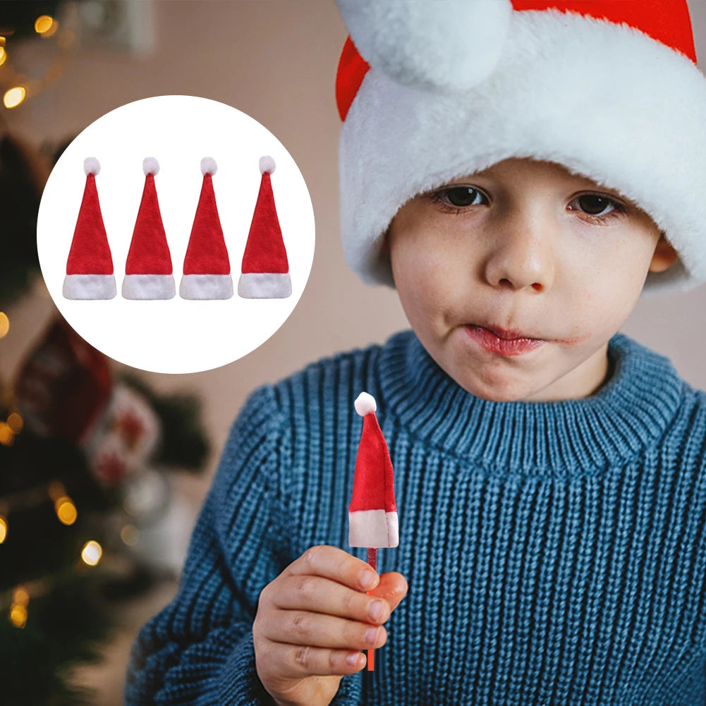 Mini Candy Christmas Hat Classic Decoration Christmas Lollipop Cap Festival Party Supplies for Kitchen Utensils Soda Wine Bottle