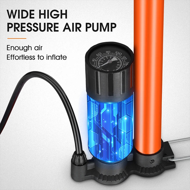 WEST BIKING Bike 120/160PSI Floor Pump High Pressure Cycling Pump Air Inflator Schrader Presta Valve Road MTB Bicycle Tire Pump