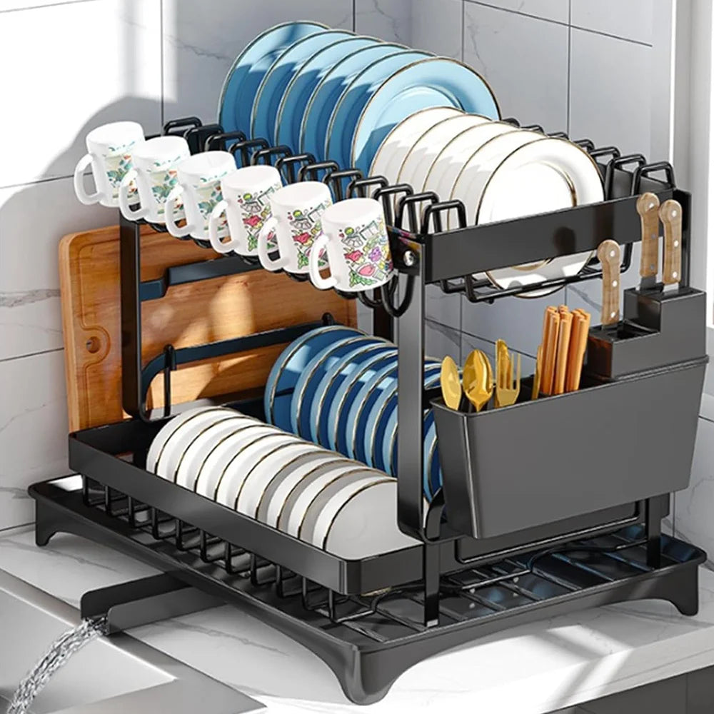 Dish Drying Rack 2 Tier Tableware Drainer Kitchen Dish Bowl Drainer Storage Rack Organizer Kitchen Accessories
