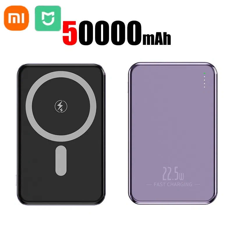 XIAOMI Ultra Slim Power Bank Mac Fast Charge Auxiliary Battery 50000mAh Magnetic Magnet Wireless Charging For IPhone Samsung New