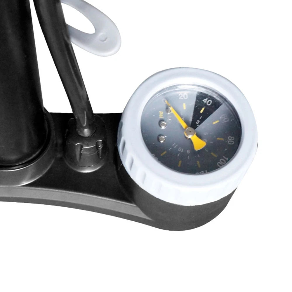 160PSI Bike Air Pump with Gauge Presta & Schrader Valves Bicycle Floor Pump Tire Tube Inflator with Multifunction Ball Needle Bi