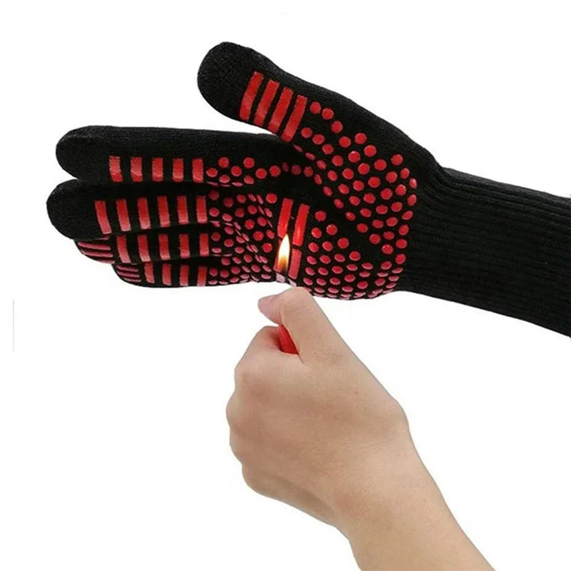 One Piece BBQ Gloves High Temperature Resistance Oven Mitts 500 800 Degrees Fireproof Barbecue Heat Insulation Microwave Gloves
