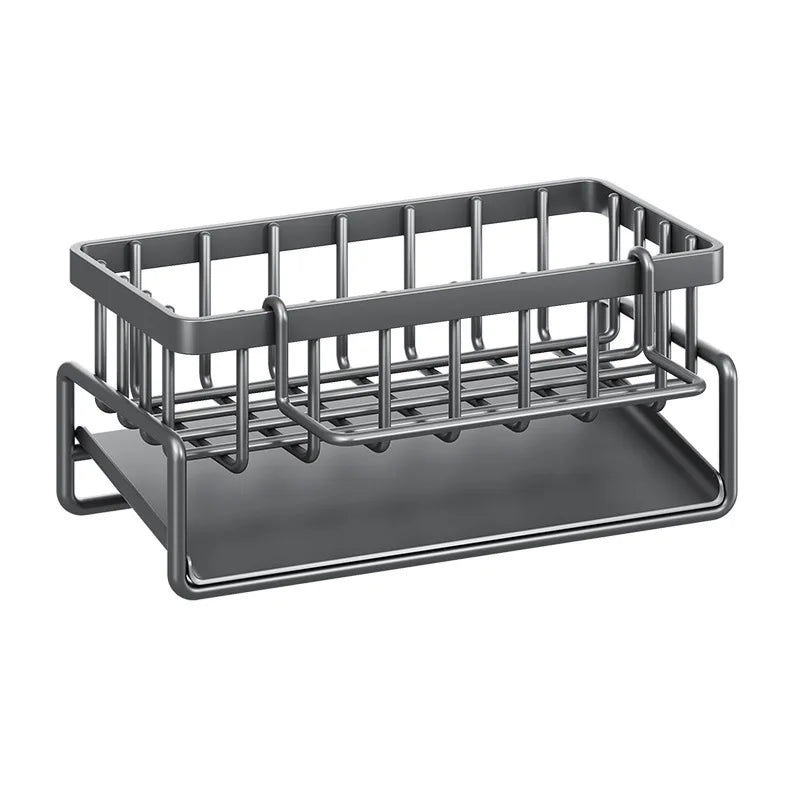 1 Pcs Kitchen Space Aluminum Sink Drain Rack Sponge Storage Faucet Holder Soap Drainer Shelf Basket Organizer Bathroom Accessories