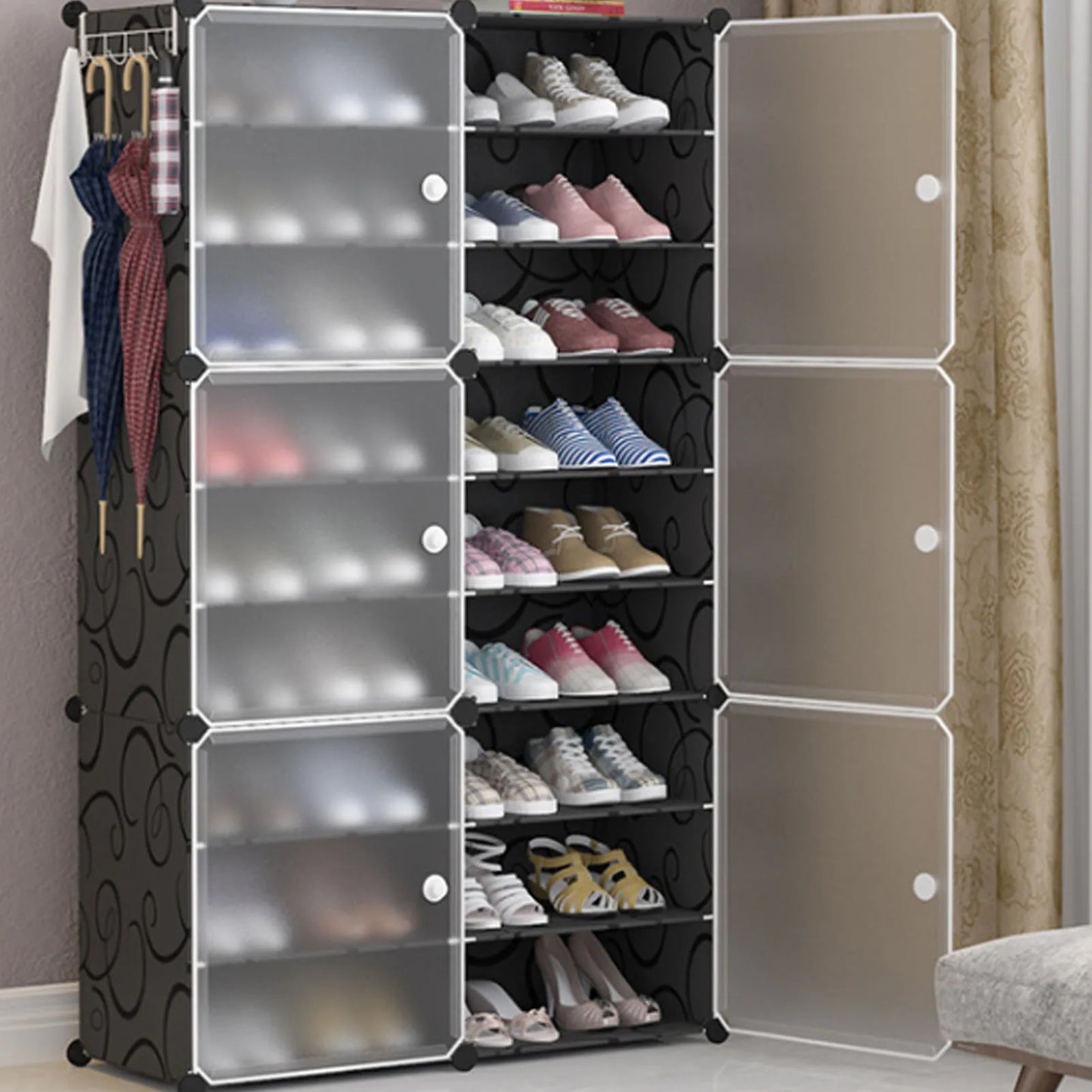 Vertical Shoe Rack Tall Shoe Rack Multifunction Modern Multi Layer Strong Load Bearing Easy To Assemble Space Saving for Home