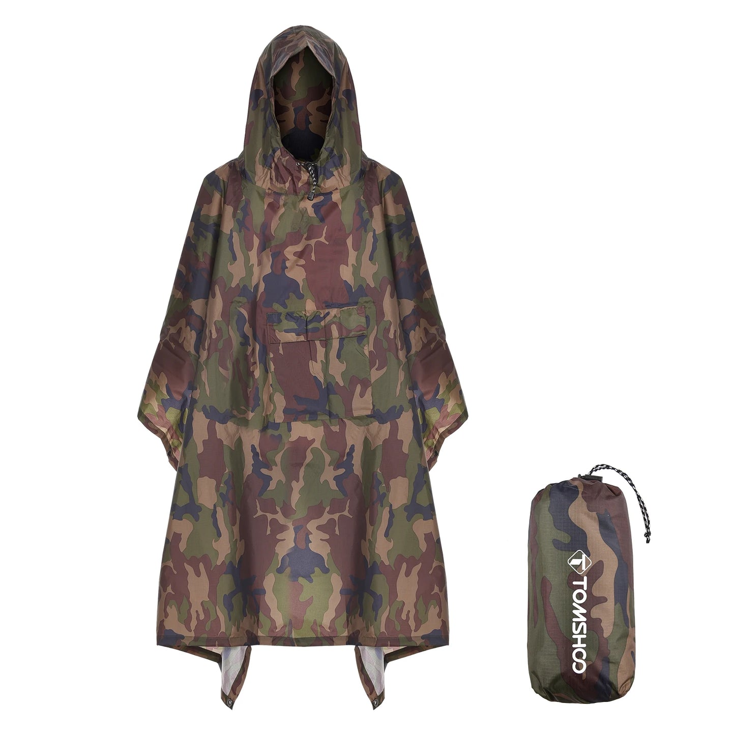 Hooded Lightweight Rain Poncho with Pocket | Waterproof Rain Gear & Sun Shelter for Camping, Hiking & Travel