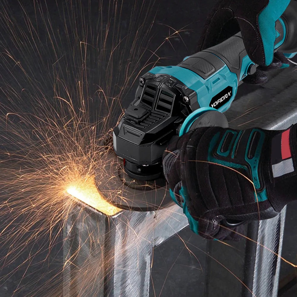 YOFIDRA 2in1 125mm Electric Brushless Angle Grinder 3Gears Woodworking Polisher Cutter Machine Power Tool For Makita Battery Pin