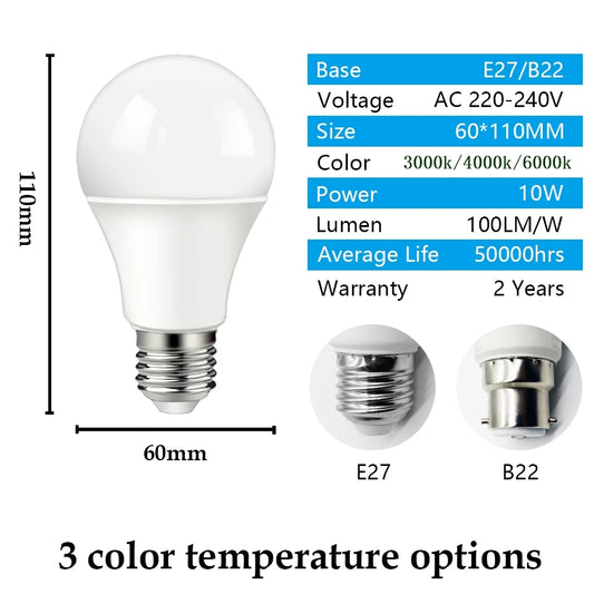 LED Dusk To Dawn Bulb 10W E27 B22 Sensor Outdoor Light AC220V AC110V Day Night Light Auto ON/OFF LED Smart Lamp