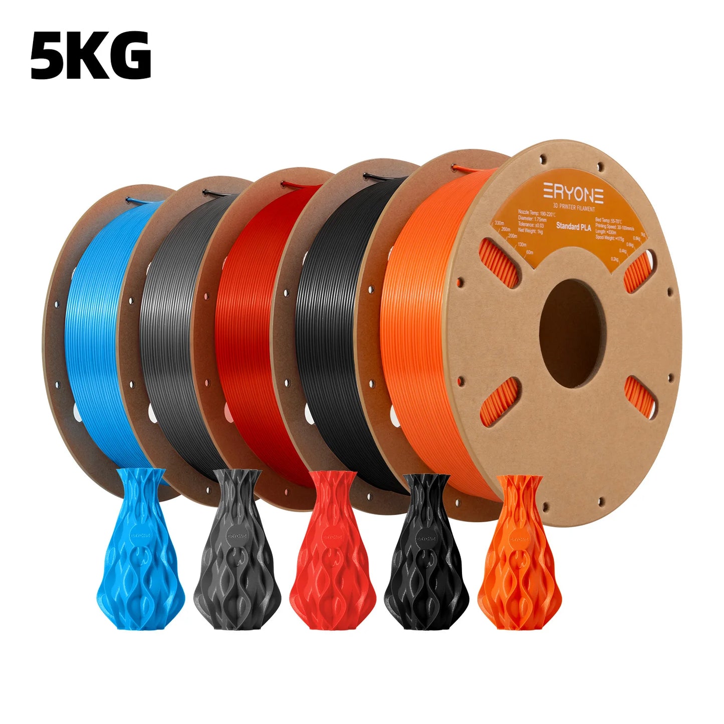ERYONE 1/5/10KG Standard PLA Premium Filament 1.75mm 3D Print, Multicolor Available,big sale 1kg pla filament,1kg/spool