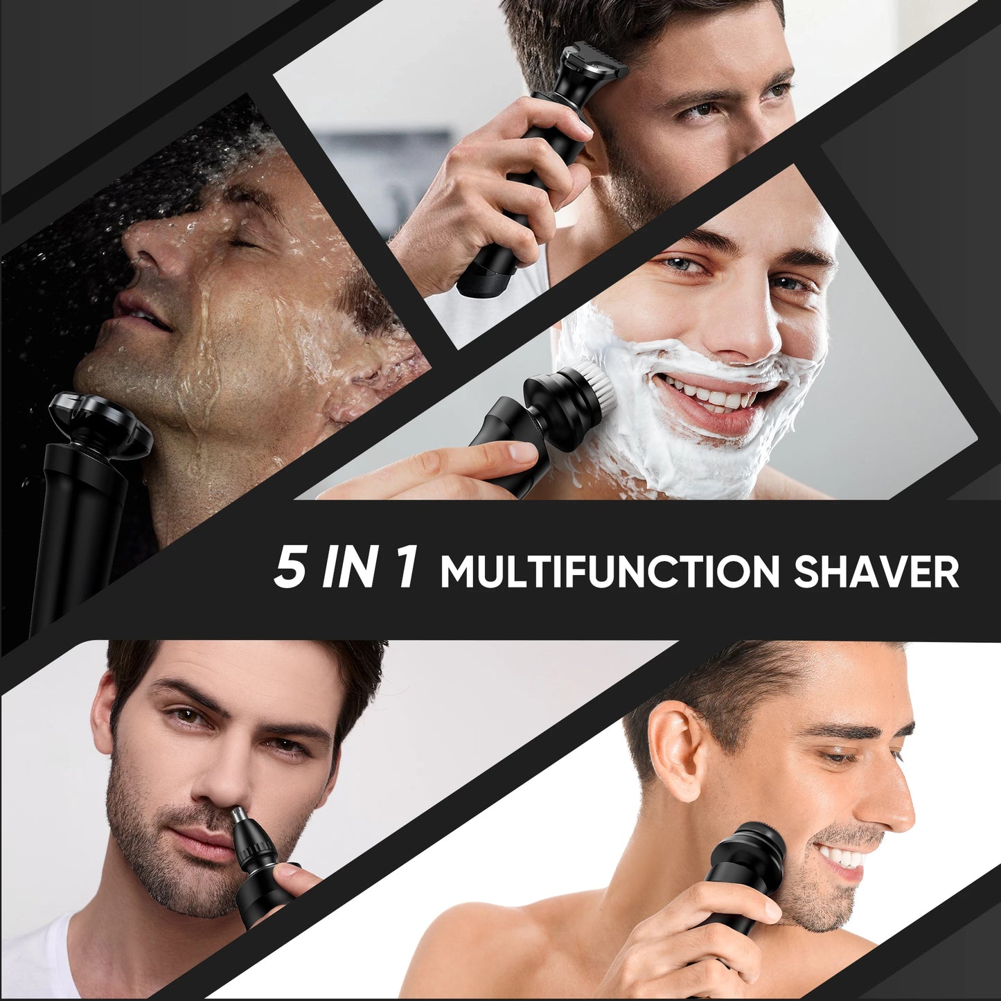 Sejoy Shaver Barber for Men 5 in 1 Electric Razor Rechargeable with Beard Trimmer Lithium Battery Portable Shavers for Travel