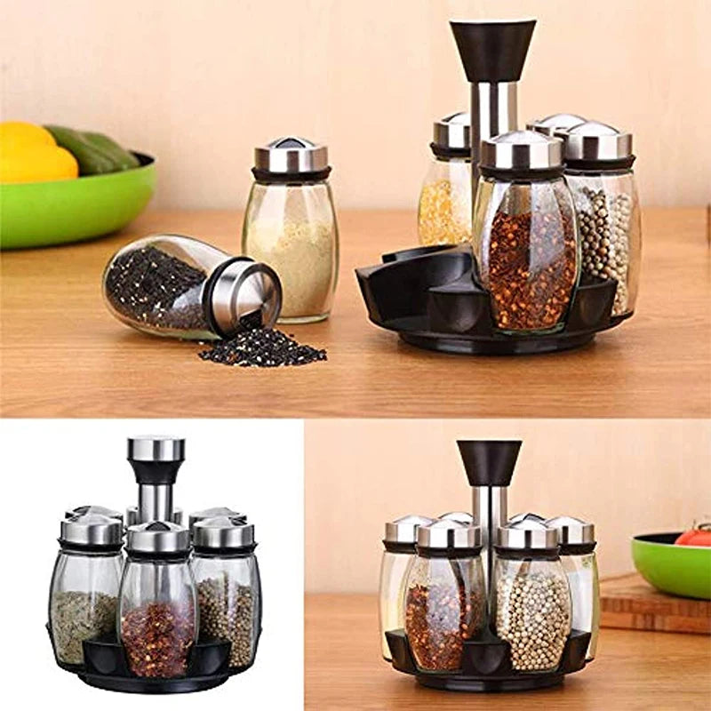 Spice Jar Glass Organizer Pepper Shakers Flavor Container Seasoning Kitchen Salt Pigs Rack Bottle Holder Flavouring Tank Shelf