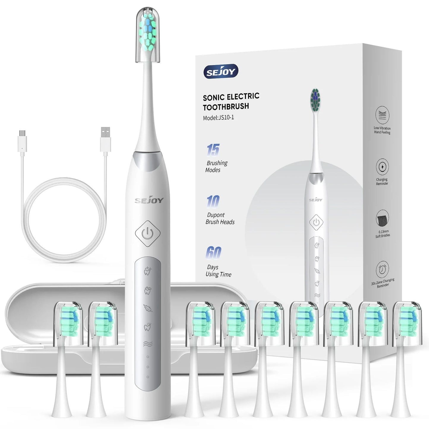 SEJOY Sonic Electric Toothbrush JS10 Oral Cleaning Personal Care Appliances 5 Modes Smart Rechargeable Automatic Toothbrush