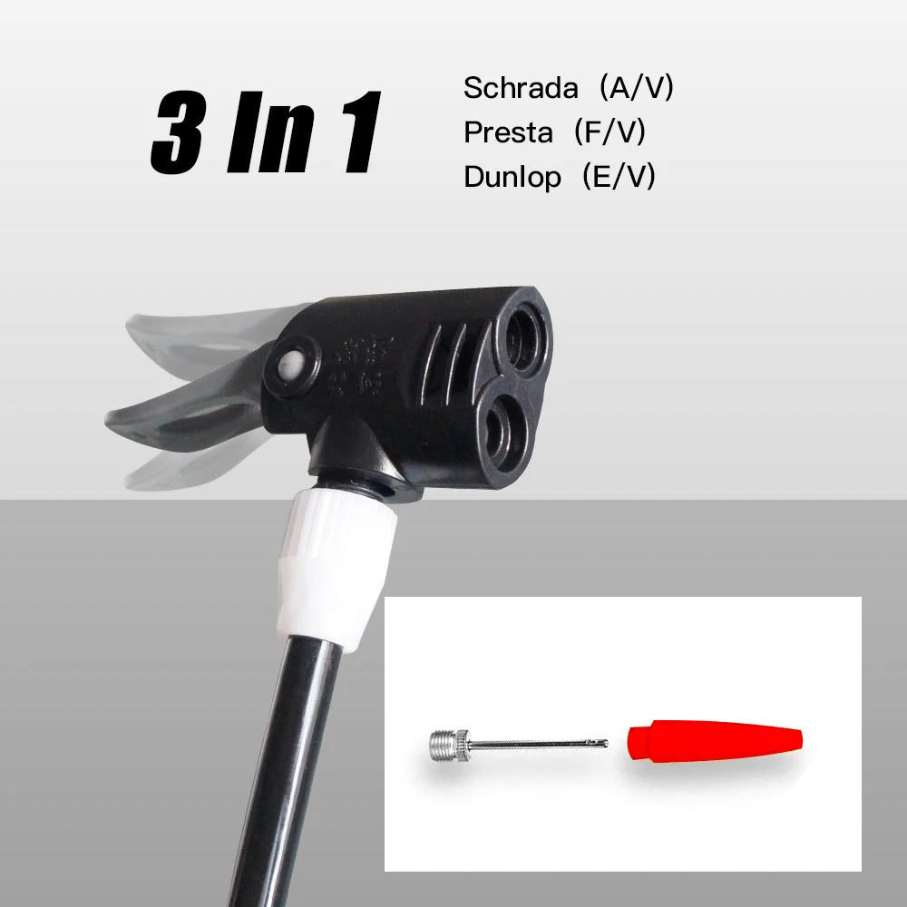160PSI Bike Air Pump with Gauge Presta & Schrader Valves Bicycle Floor Pump Tire Tube Inflator with Multifunction Ball Needle Bi