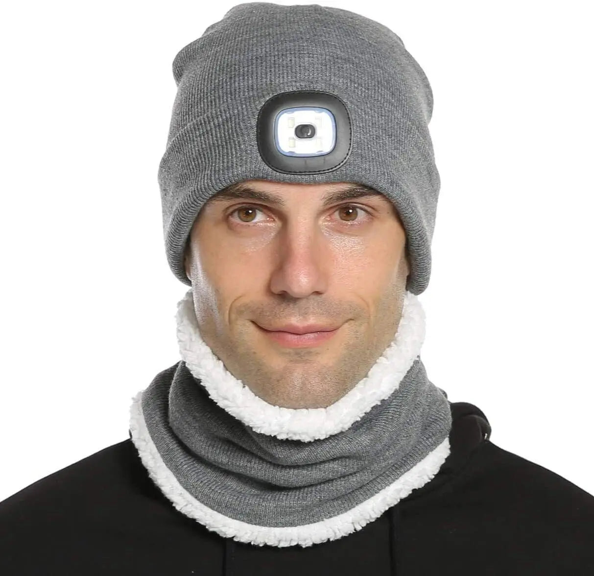 Unisex Winter Knitted Knit Hat Beanie Cap Comfy Woolly Warm Plain LED Head Torch