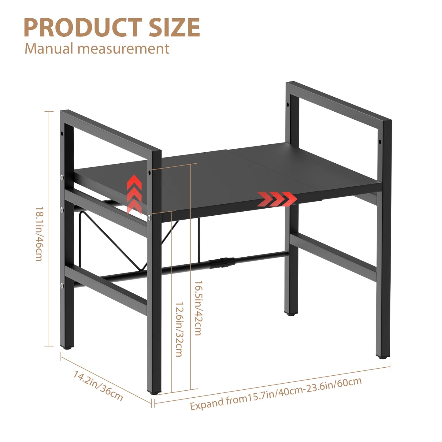 VickyHome Carbon Steel Thickened Retractable Kitchen Shelf Microwave Rack Oven Rack Rice Cooker Rack Storage Household 2/3 Layer