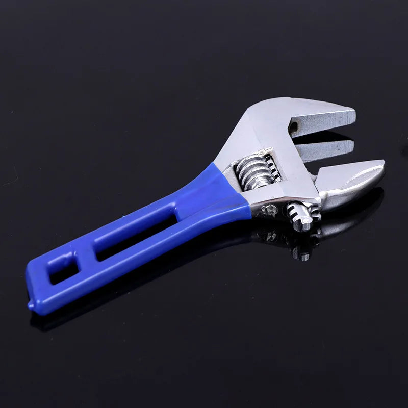 8” Short Handle Spanner Adjustable Wrench with 55 mm Wide Jaw Opening for Plumbing Auto Repair Home Maintenance