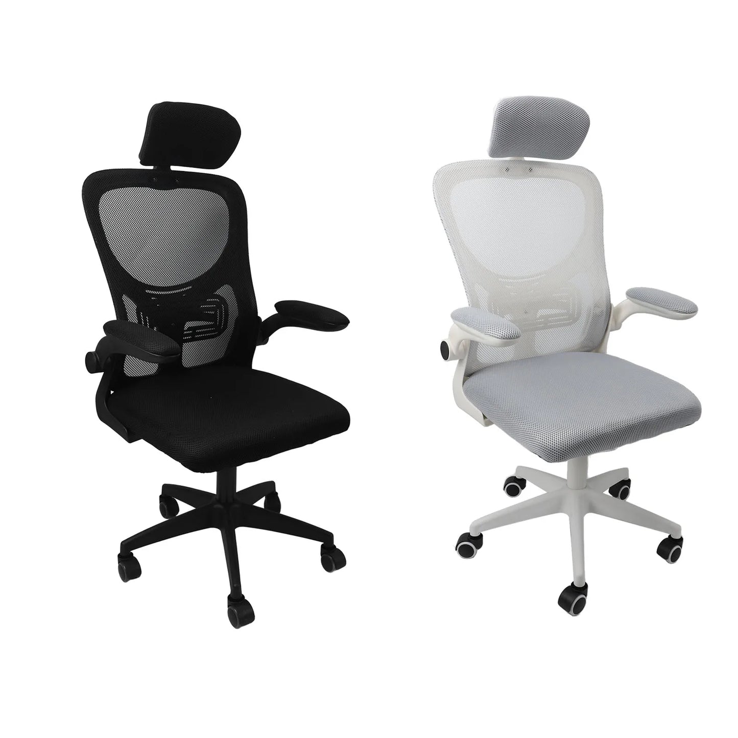 Computer Chair 90 Degree Rotating Armrests Elastic Lumbar Support Comfortable Chair 3D Headrest with 5 Wheels for Home