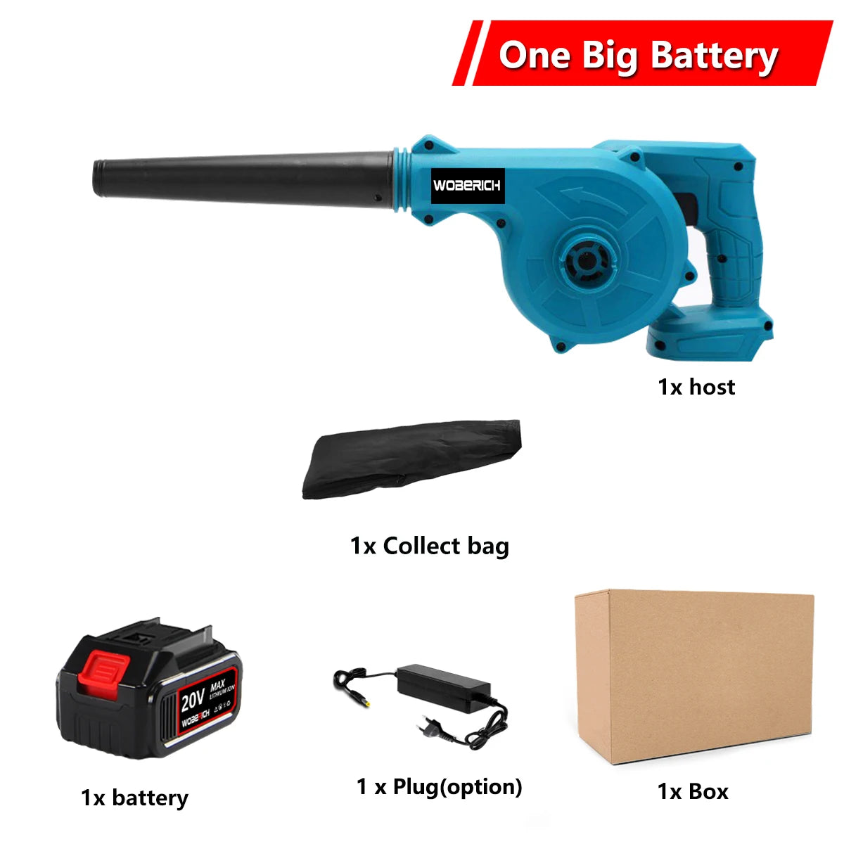 Cordless Electric Air Blower 2 In 1 Blowing & Suction Handheld Leaf Computer Dust Collector For Makita 18V Battery By WOBERICH