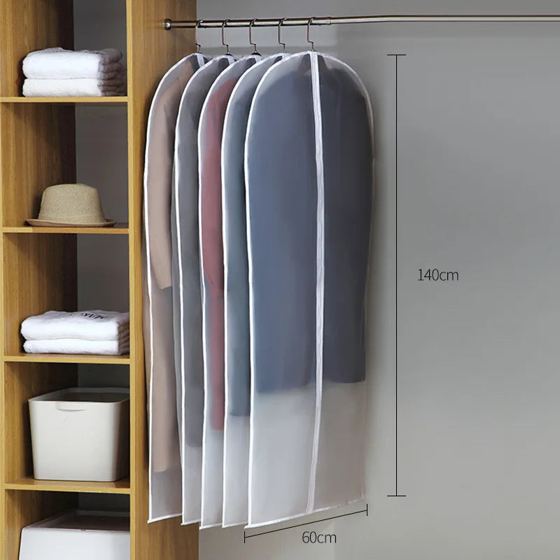 Clothes Hanging Transparent Dust Proof Cover Waterproof Hang Dust Cover with Zipper Clothes Storage Bag Clothes Organizers