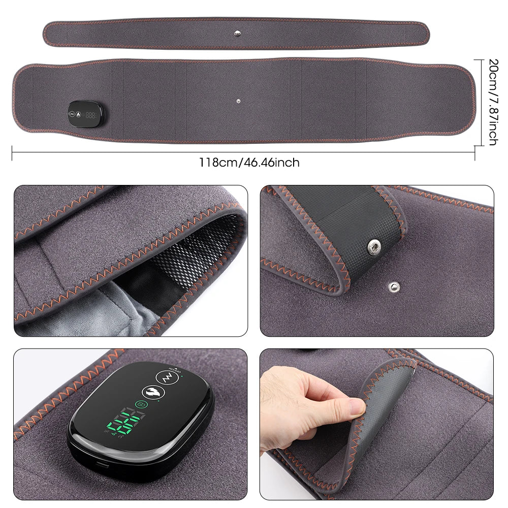 New Upgrade Electric Heating Massaging Waist Belt Relieve Fatigue Relax Muscle Red Light Hot Compress Vibration Massage