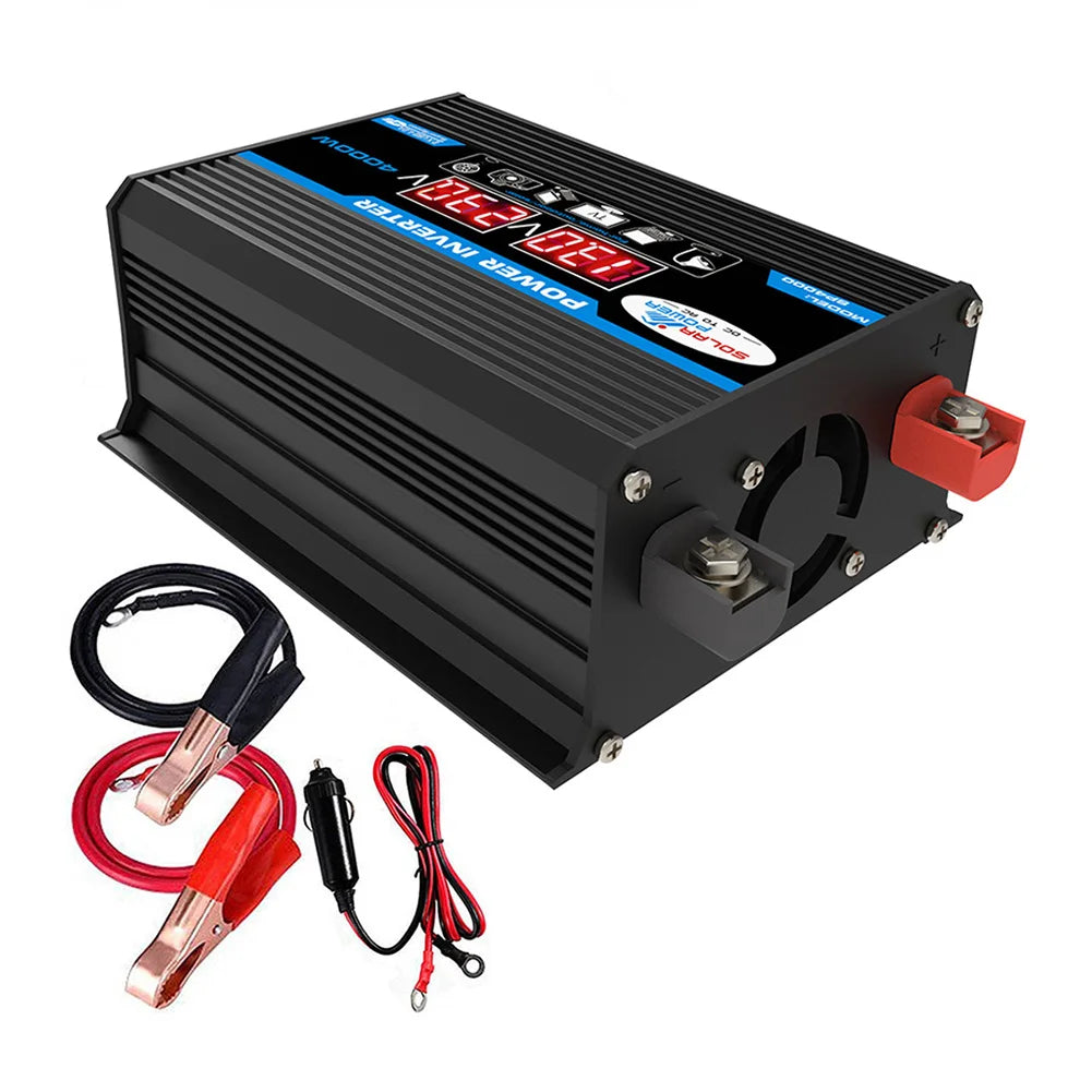 4000W Car Power Inverter DC 12V to AC 220V/110V Dual LCD Digital Display Voltage Transformer Car Charger Converter Adapter
