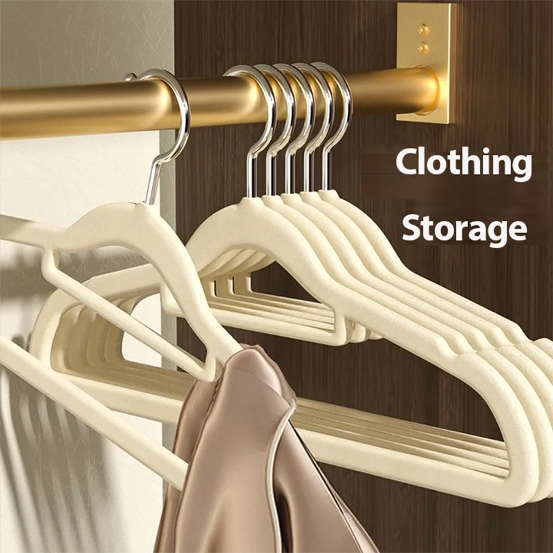 10Pcs Flocked Hanger Home Non-slip Velvet Hangers Elegant Coat Clothes Hanger Strong Durable Racks Hanger