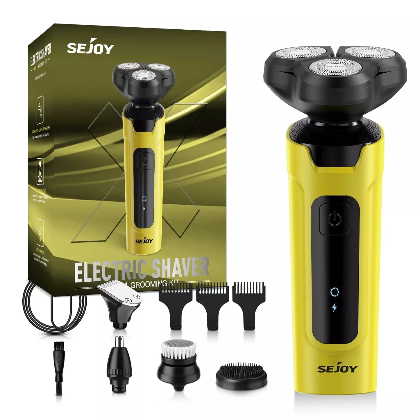 Sejoy Shaver Barber for Men 5 in 1 Electric Razor Rechargeable with Beard Trimmer Lithium Battery Portable Shavers for Travel