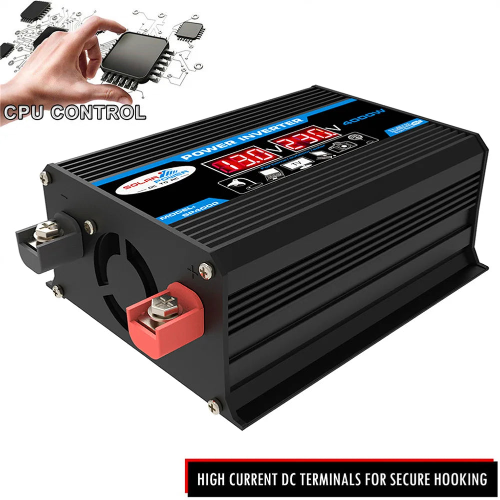 4000W Car Power Inverter DC 12V to AC 220V/110V Dual LCD Digital Display Voltage Transformer Car Charger Converter Adapter