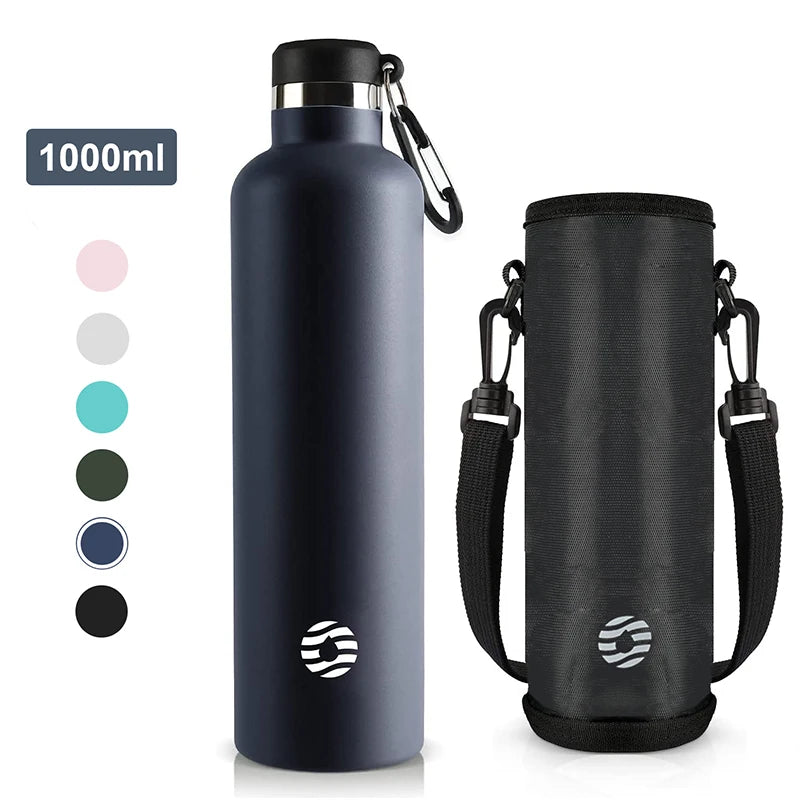 FEIJIAN Stainless Steel Thermos Bottle 1000ml Sports Flask Vacuum Insulated Water Bottle Leak Proof BPA Free
