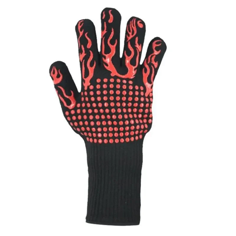 1pc Heat Resistant Oven Gloves Cut Resistant Non-Slip Silicone BBQ Gloves for Kitchen Grill Camping Cookware