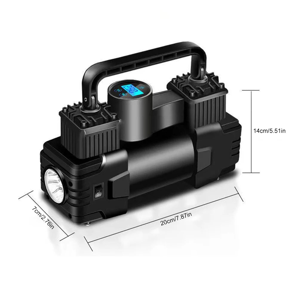 12V 150PSI Air Compressor With LED Light Dual Cylinder Heavy Duty Tire Inflator Car Electric Air Pump Car Electric Air Pumps New