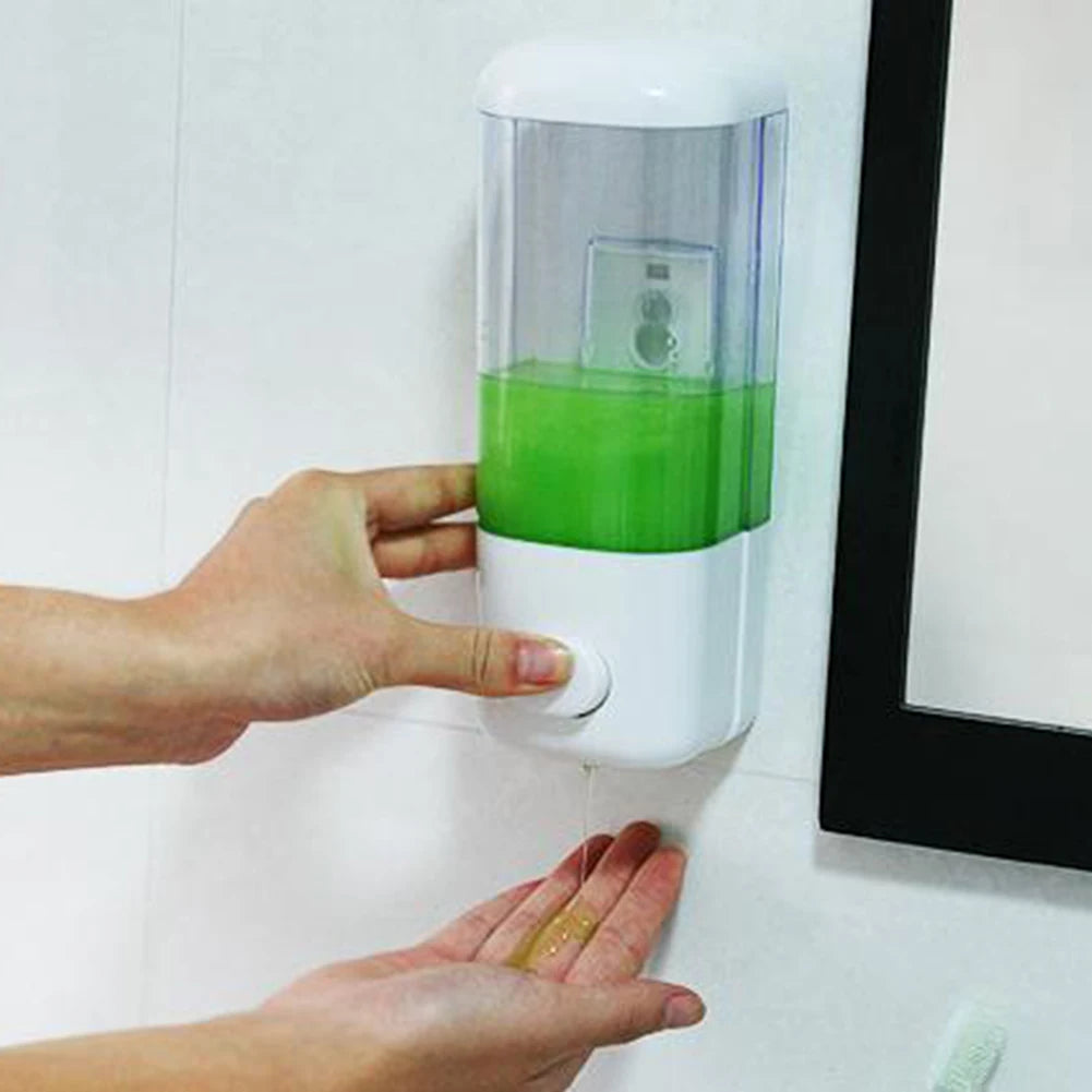 500ML Wall Mounted Soap Dispenser Bathroom Sanitizer Shampoo Shower Gel Container Bottle Storage 8.3x8x22cm