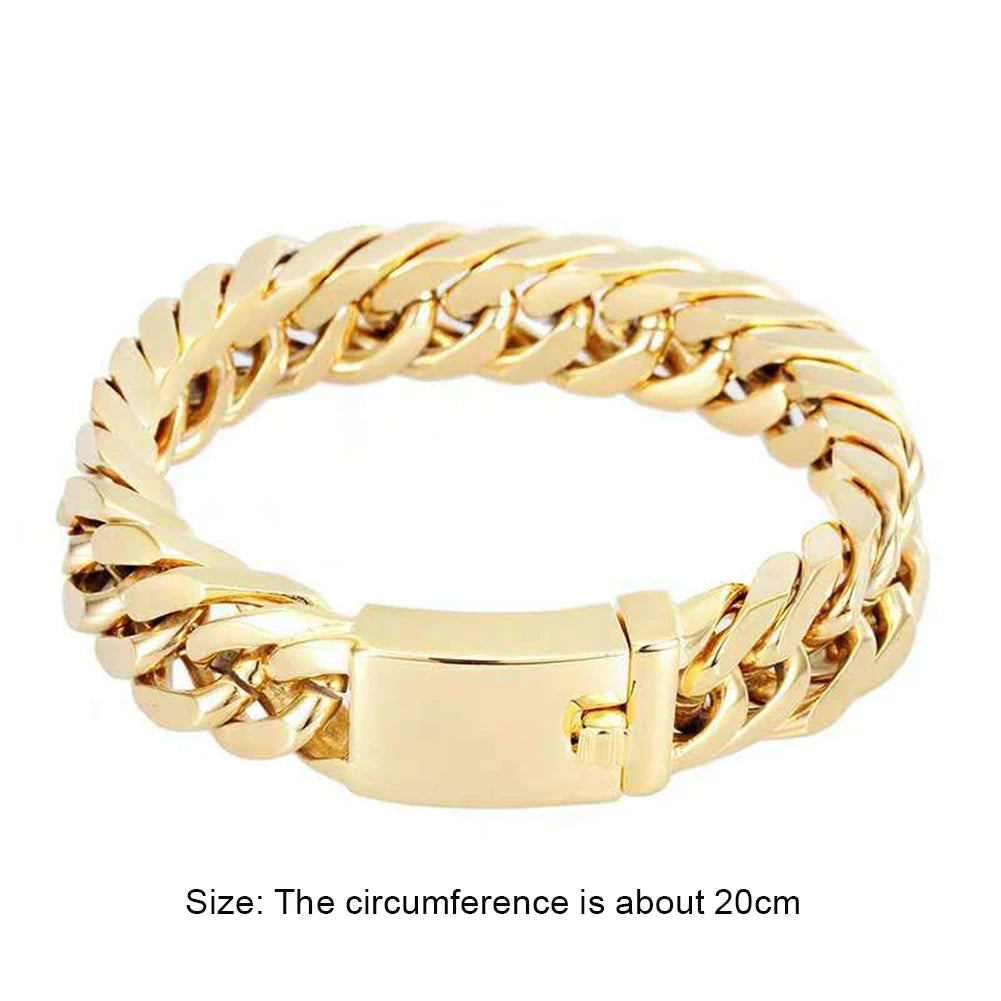 Alloy Chain Bracelet Streetwear Jewelry Fashion Men Bikers Bracelet with Buckle Solid Color for Gift for Party Wedding Travel
