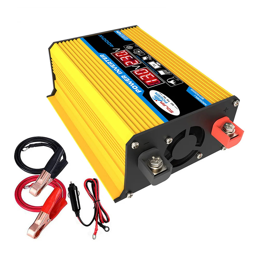 4000W Car Power Inverter DC 12V to AC 220V/110V Dual LCD Digital Display Voltage Transformer Car Charger Converter Adapter